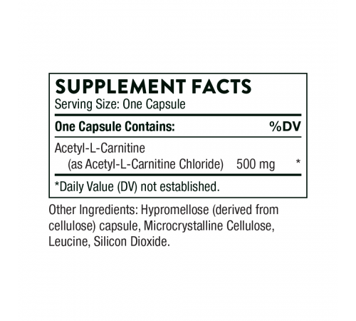 Аминокислота ацетил L-карнитин, Acetyl-L-Carnitine (Carnityl), Thorne Research, 60 капсул