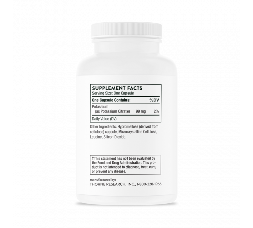 Цитрат калия, Potassium Citrate, Thorne Research, 90 капсул Цитрат калия, Potassium Citrate, Thorne Research, 90 капсул