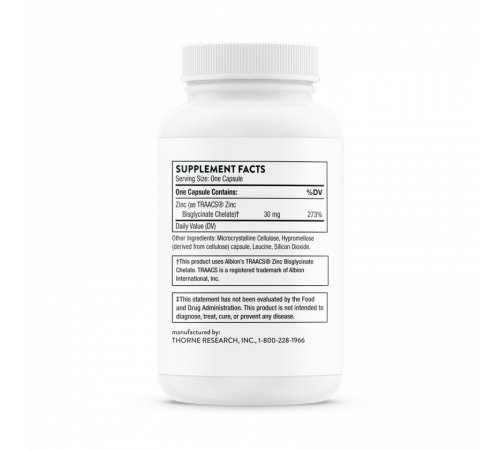 Бисглицинат цинка 30 мг, Zinc Bisglycinate 30mg, Thorne Research, 60 капсул Бисглицинат цинка 30 мг, Zinc Bisglycinate 30mg, Thorne Research, 60 капсул