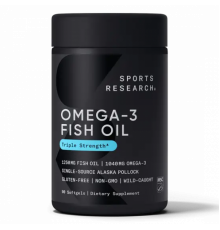 Омега-3 1250 мг, Omega-3 Fish Oil, Sports Research, 90 гелевых капсул