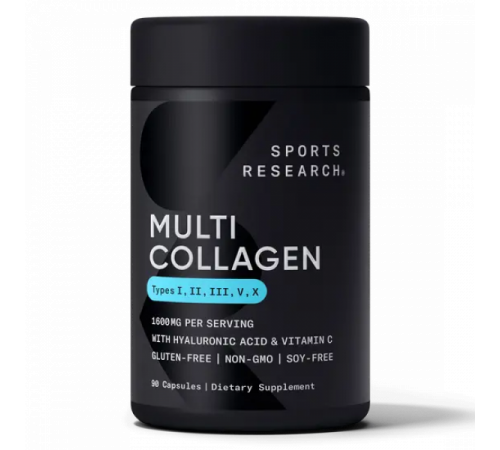 Мульти Коллагеновый комплекс, Multi Collagen Complex, Sports Research, 90 гелевых капсул Мульти Коллагеновый комплекс, Multi Collagen Complex, Sports Research, 90 гелевых капсул