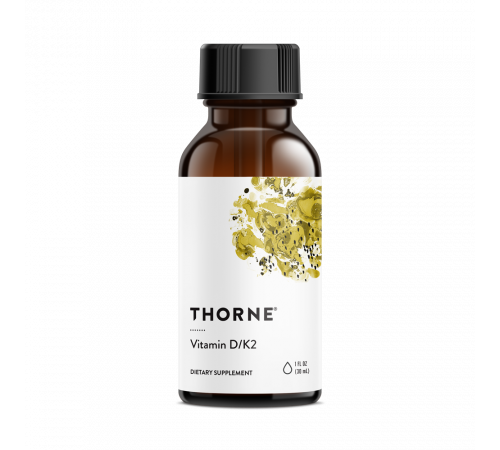 Витамин Д3+К2, Vitamin D+K2, Thorne Research, 1 жидкая унция, 30 мл