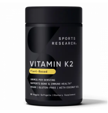 Витамин К2 с кокосовым маслом 100 мкг, Vitamin K2 100 mcg, Sports Research, 60 вегетарианских капсул