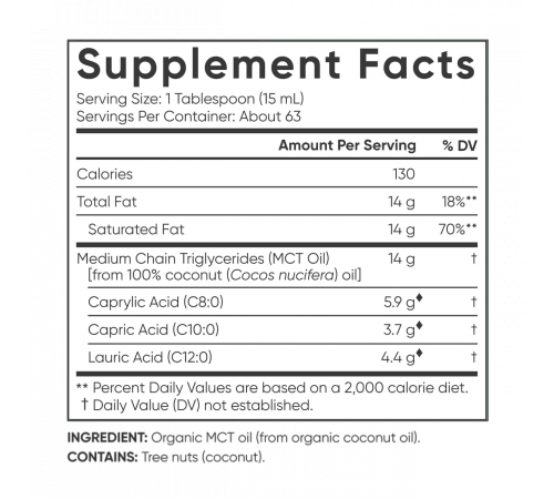 Масло с жирными кислотами МСТ C8 C10 C12, Organic MCT Oil Full Spectrum, Sports Research, 473 мл Масло с жирными кислотами МСТ C8 C10 C12, Organic MCT Oil Full Spectrum, Sports Research, 473 мл